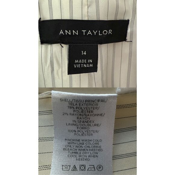 Ann Taylor Toasted Oat Twill Relaxed Long Double Breasted Blazer Size 14 - Picture 8 of 12
